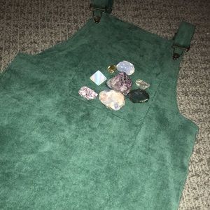 Green Corduroy Overalls Dress